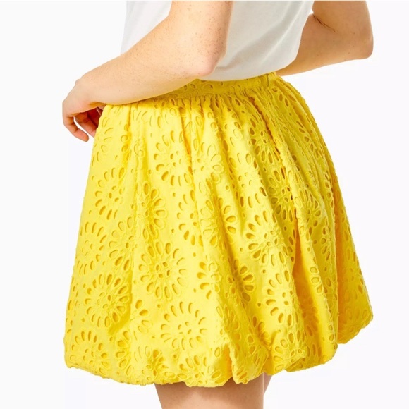 ☀️ LILLY PULITZER YELLOW EYELET HIGH WAIST MINI SKIRT! - Picture 3 of 16